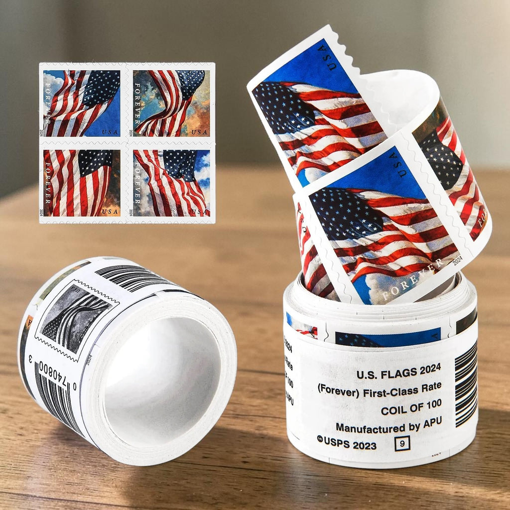 U.S. Flags Forever Stamps – 500 Rolls / 50,000 Stamps – 2017–2019 & 2022–2026