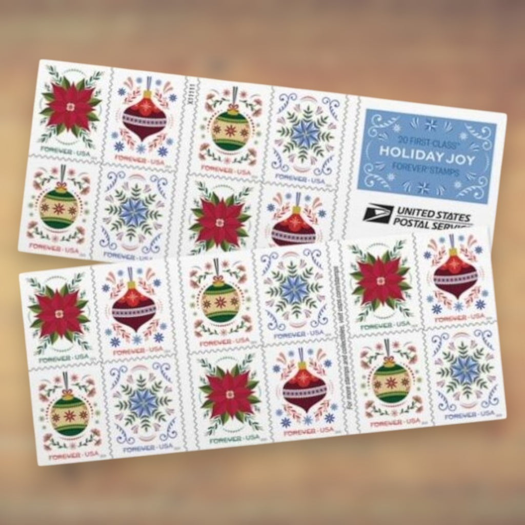 Holiday Joy Forever Stamps, 2024 Booklet – Holiday Cards and Letters
