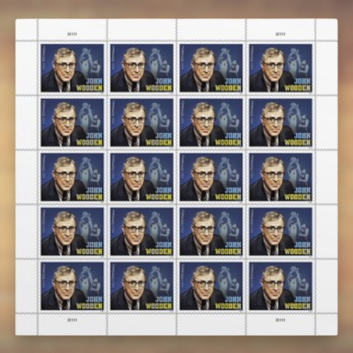 John Wooden Forever Stamps, 2024 Sheet – Cards, Letters and Stamp Collecting