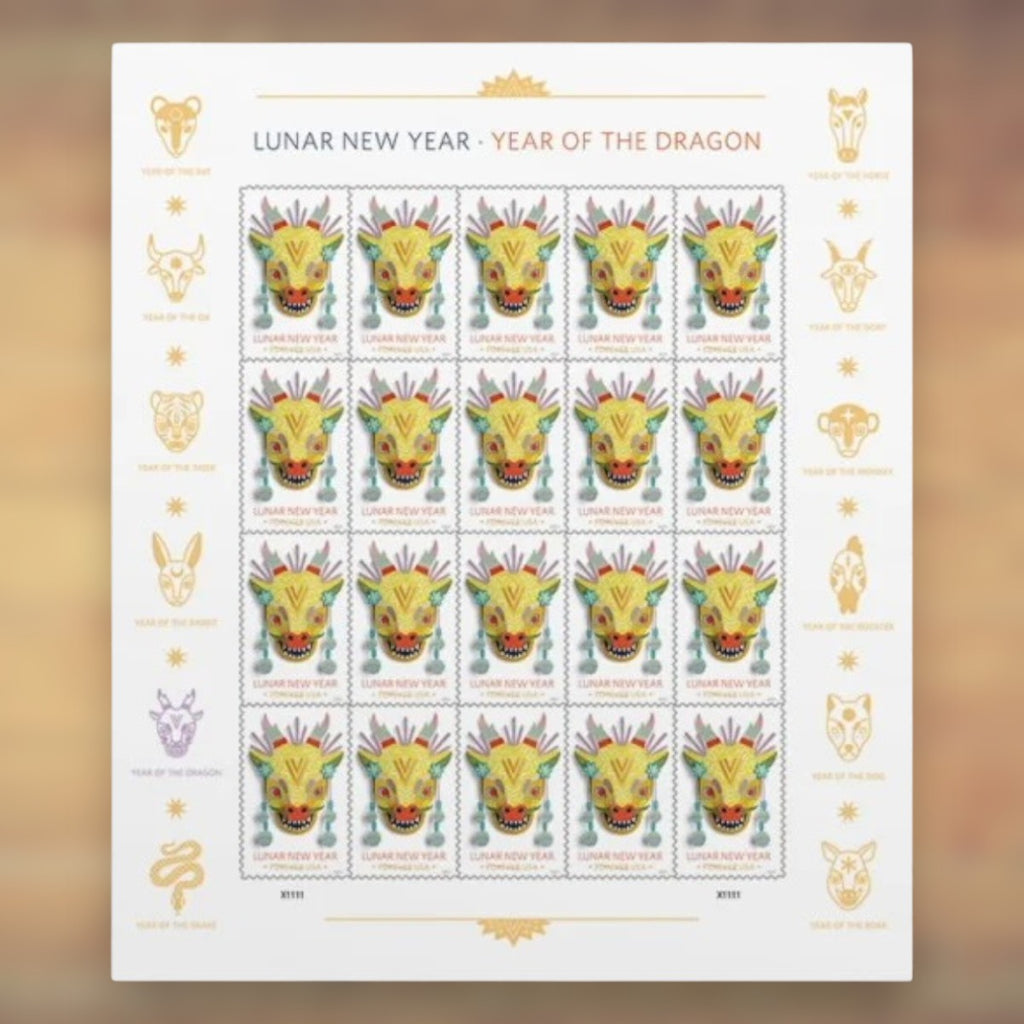 Lunar New Year: Year of the Dragon Forever Stamps, 2024 Sheet – Lunar New Year Cards and Greetings