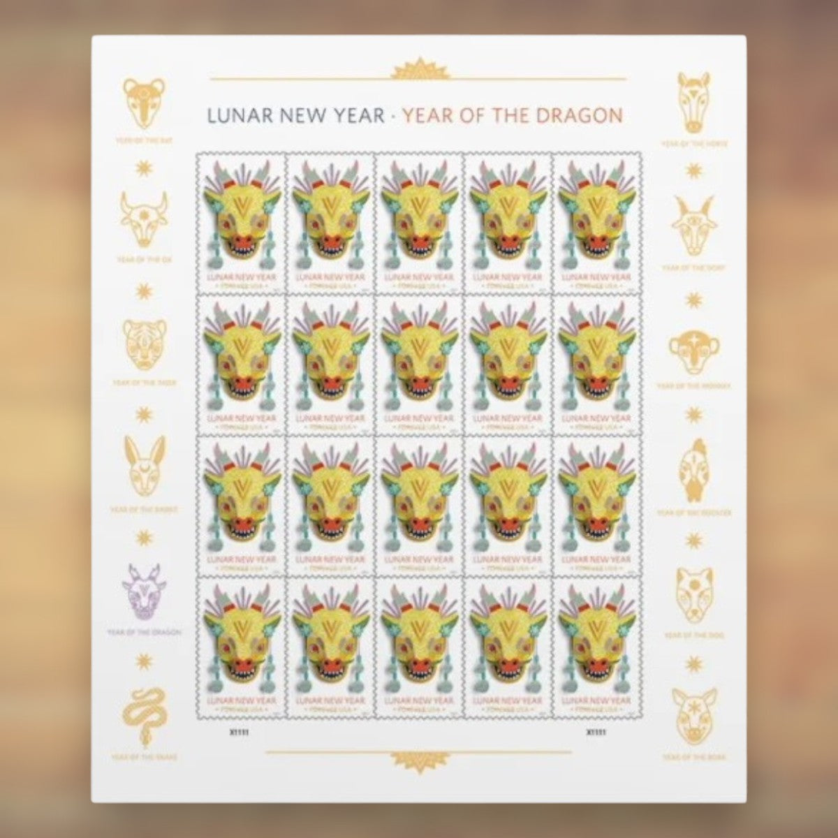 Lunar New Year: Year of the Dragon Forever Stamps, 2024 Sheet – Lunar New Year Cards and Greetings