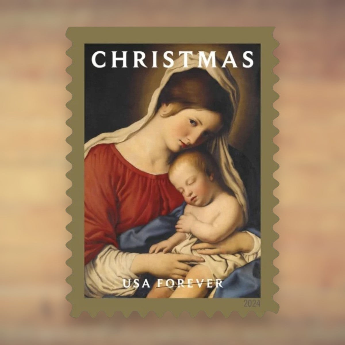 Christmas Madonna and Child Forever Stamps, 2024 Booklet – Religious Christmas Cards and Letters