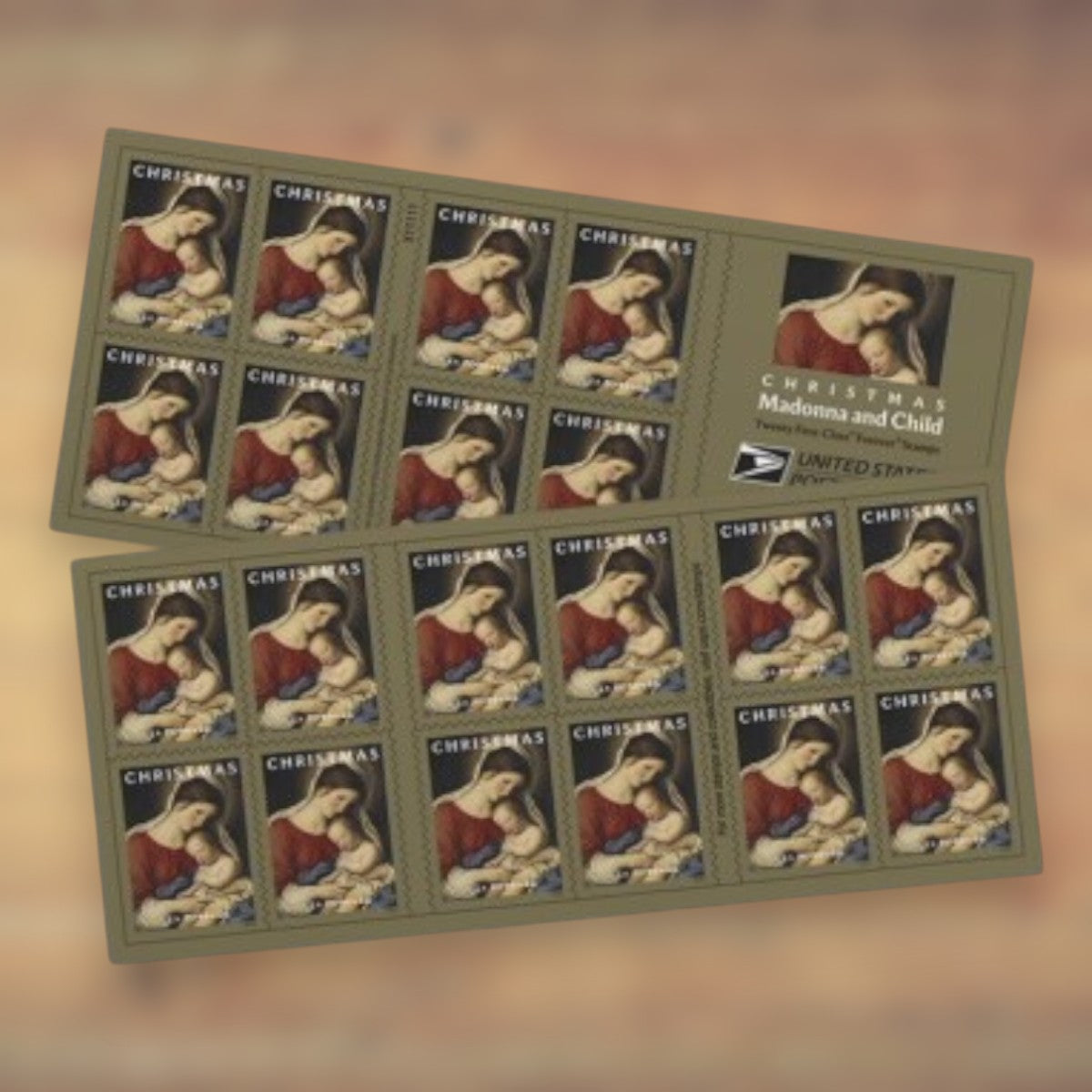 Christmas Madonna and Child Forever Stamps, 2024 Booklet – Religious Christmas Cards and Letters