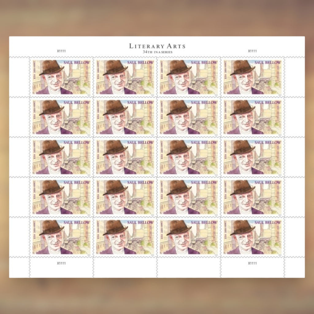 Saul Bellow Three-Ounce Rate Stamps, 2024 Sheet – Heavier Letters and Stamp Collecting