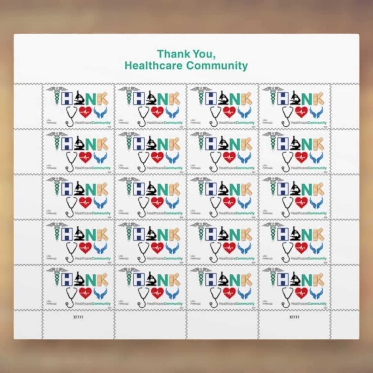 Thank You, Healthcare Community Forever Stamps, 2024 Sheet – Healthcare Appreciation Cards and Letters