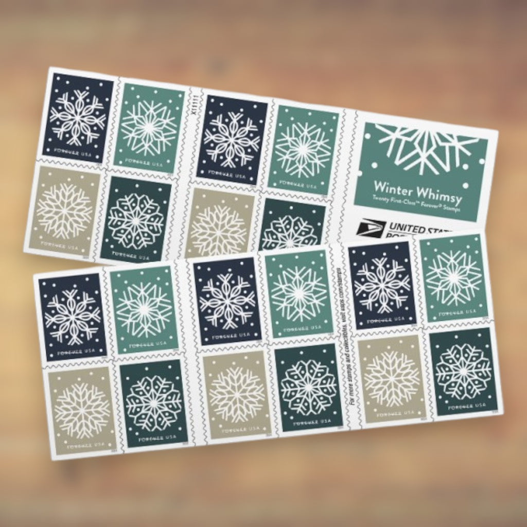 Winter Whimsy Forever Stamps, 2024 Booklet – Holiday Cards and Letters