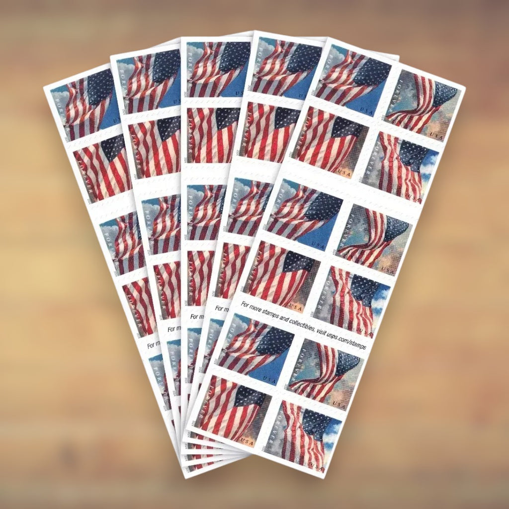 U.S. Flags Forever Stamps – 1250 Booklets / 25,000 Stamps – 2012–2019 & 2022–2026