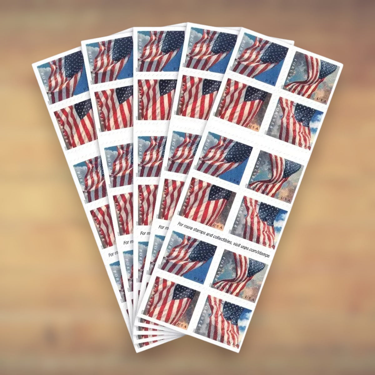 U.S. Flags Forever Stamps – 1250 Booklets / 25,000 Stamps – 2012–2019 & 2022–2026