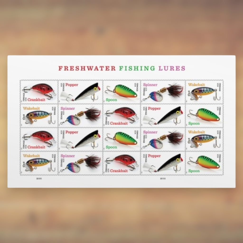 Freshwater Fishing Lures Forever Stamps, 2025 Sheet – Cards, Letters and Stamp Collecting