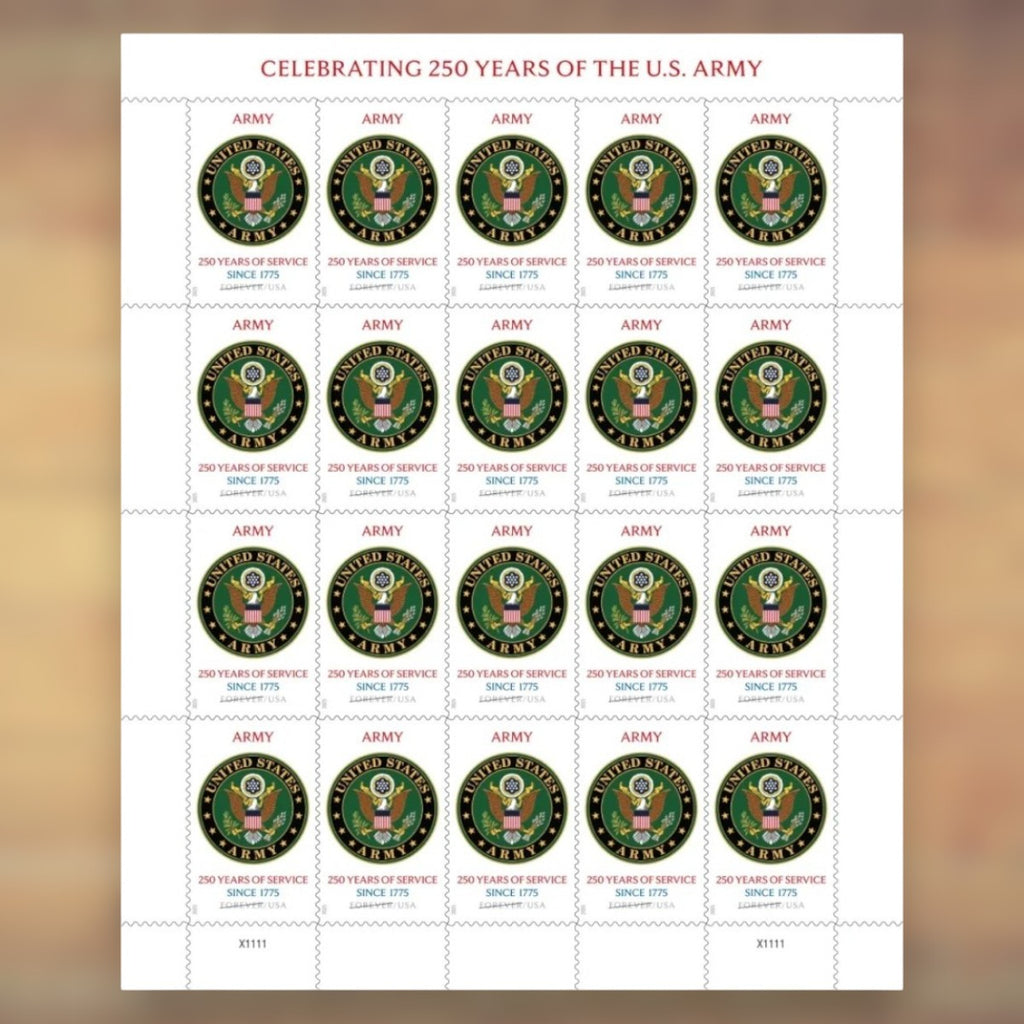 U.S. Army 250th Anniversary Forever Stamps, 2025 Sheet – Cards, Letters and Stamp Collecting