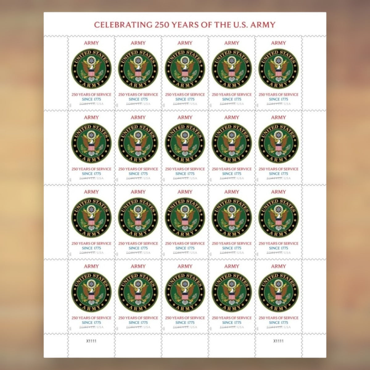 U.S. Army 250th Anniversary Forever Stamps, 2025 Sheet – Cards, Letters and Stamp Collecting