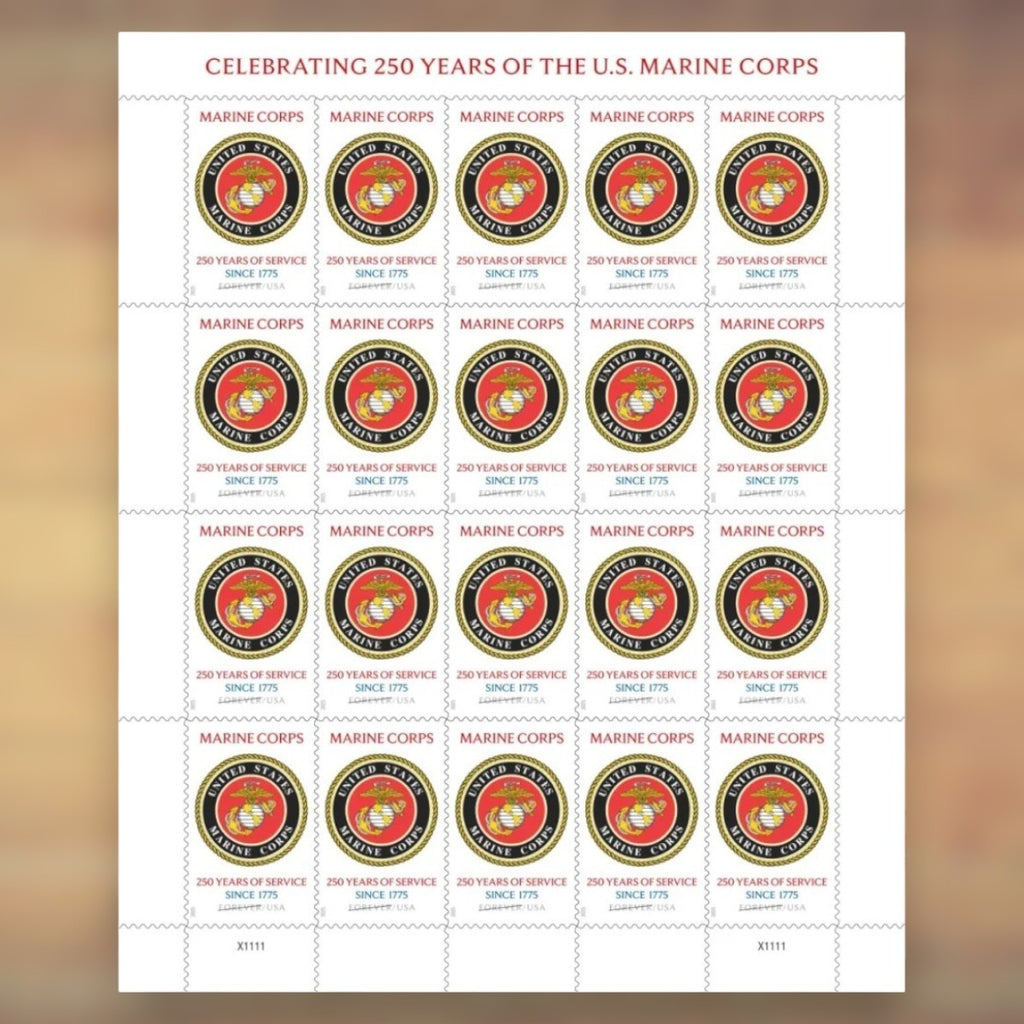 U.S. Marine Corps 250th Anniversary Forever Stamps, 2025 Sheet – Cards, Letters and Stamp Collecting