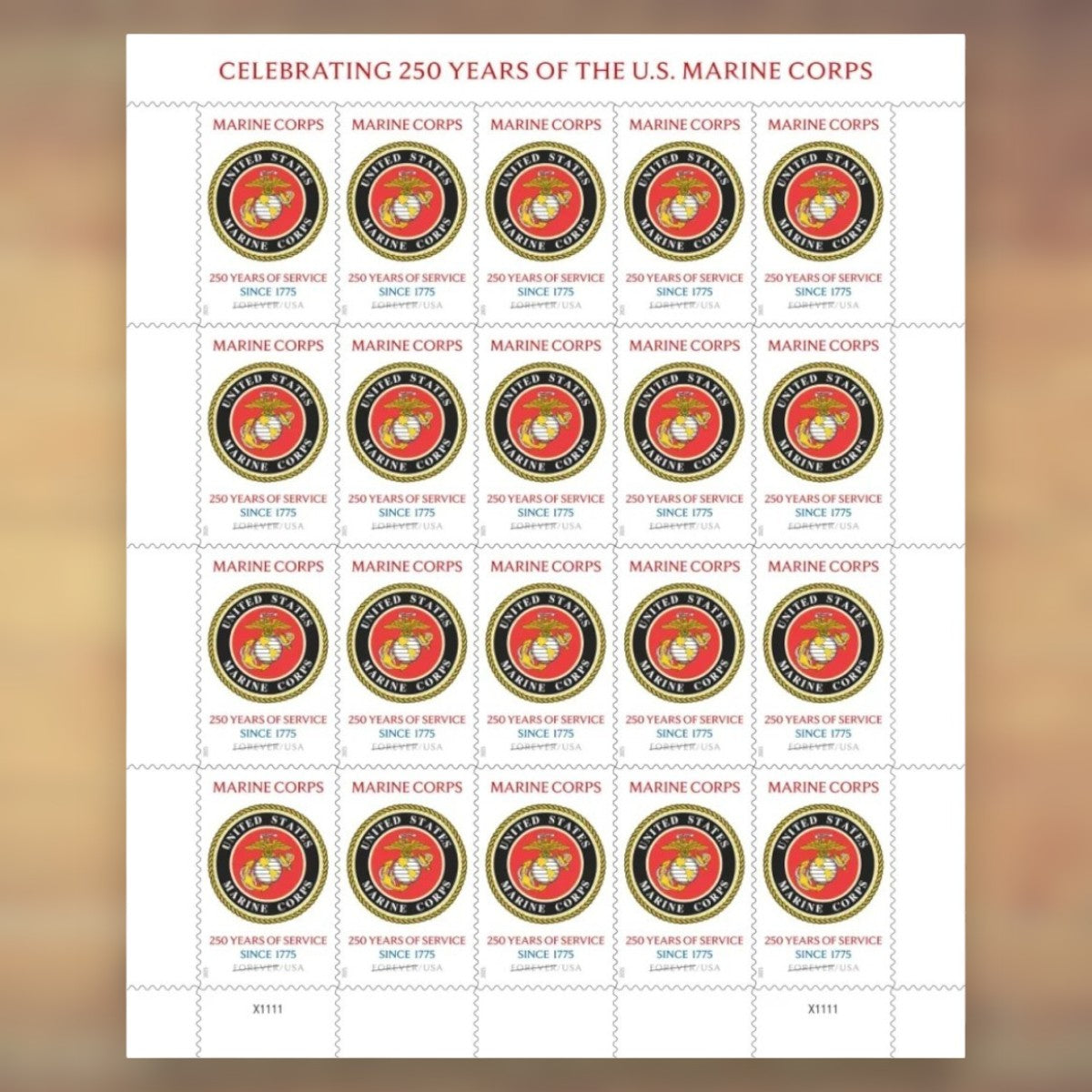 U.S. Marine Corps 250th Anniversary Forever Stamps, 2025 Sheet – Cards, Letters and Stamp Collecting