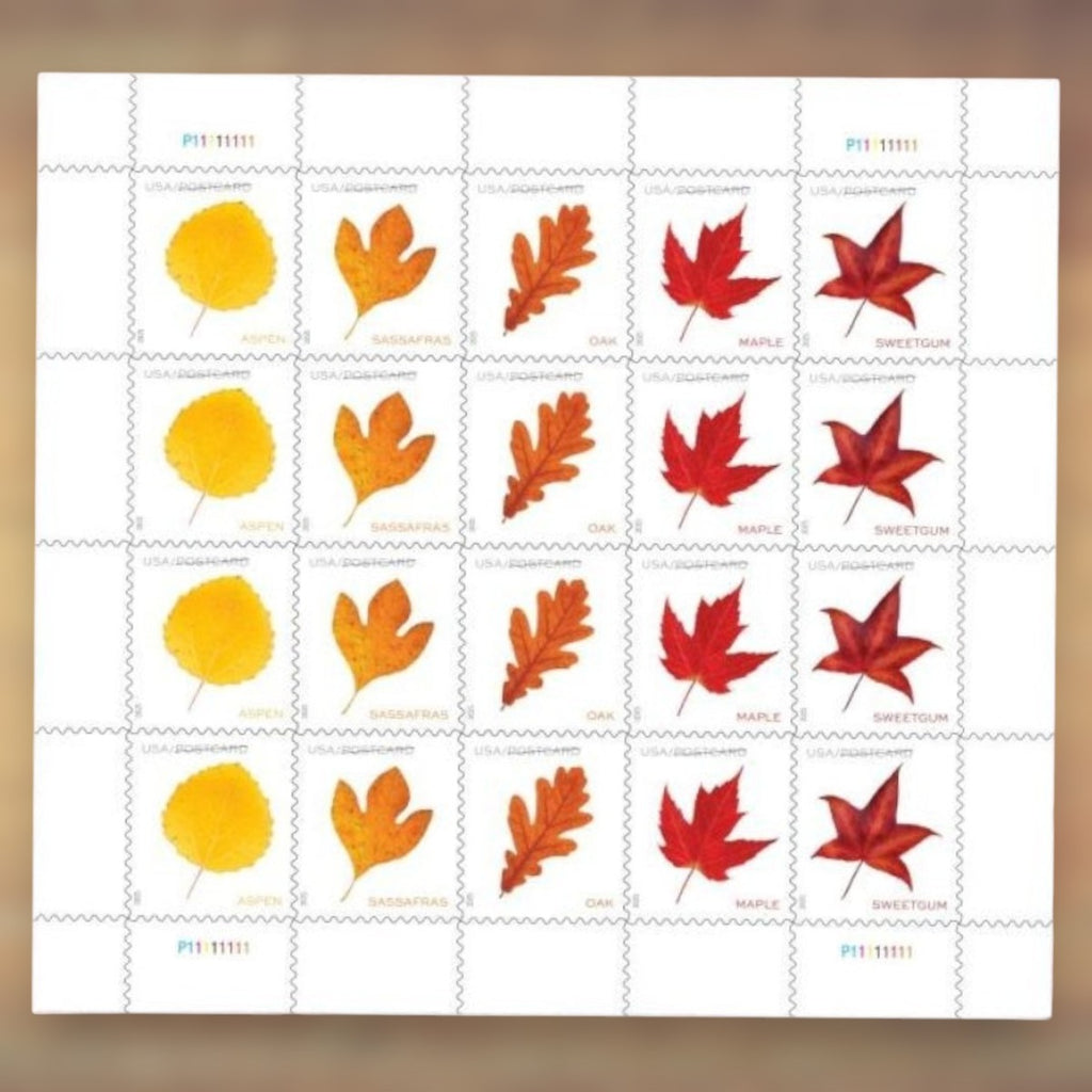 Vibrant Leaves Postcard Rate Stamps, 2025 Sheet – Postcards and Postcard Greetings