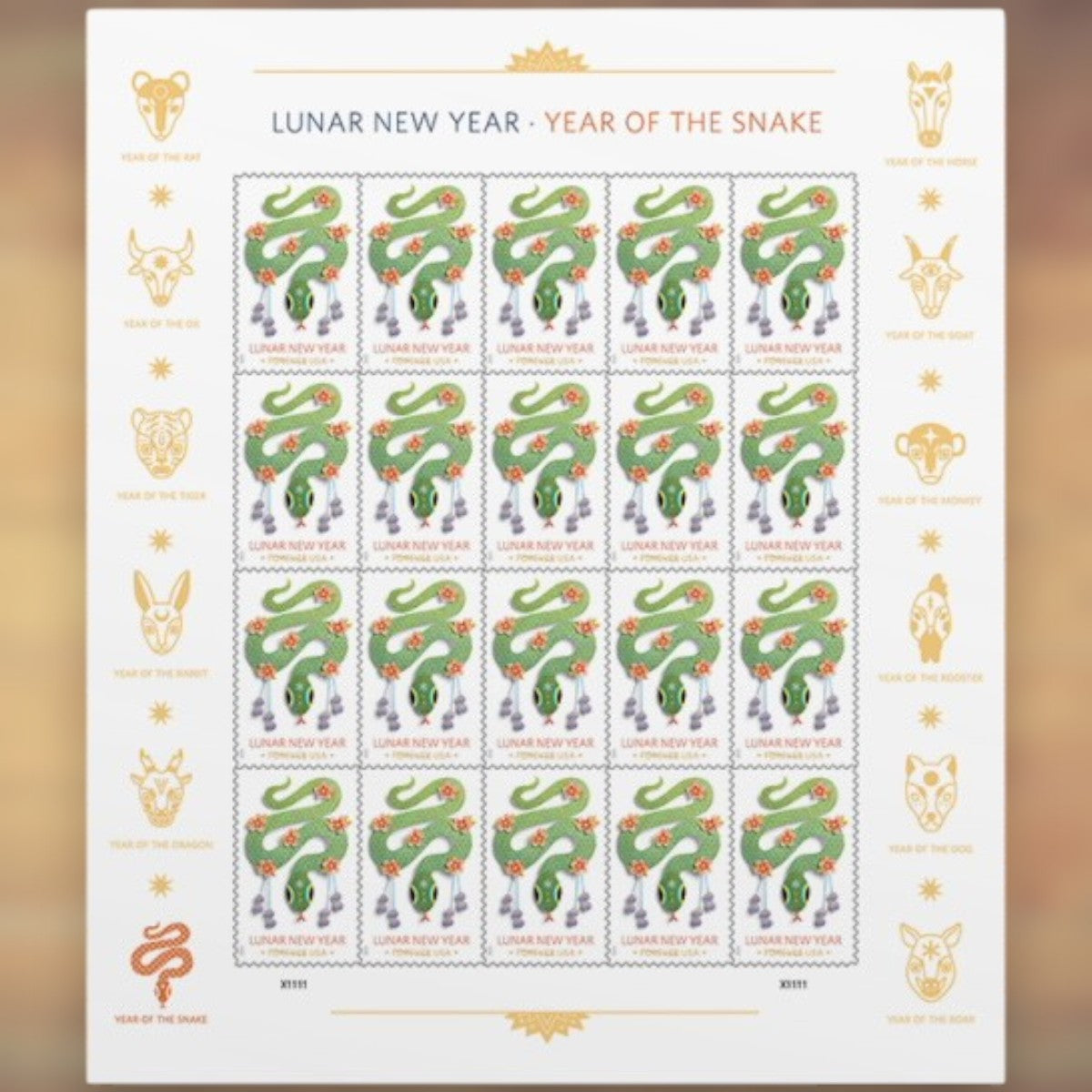 2025 Lunar New Year Snake Forever Postage Stamps Sheet First-Class