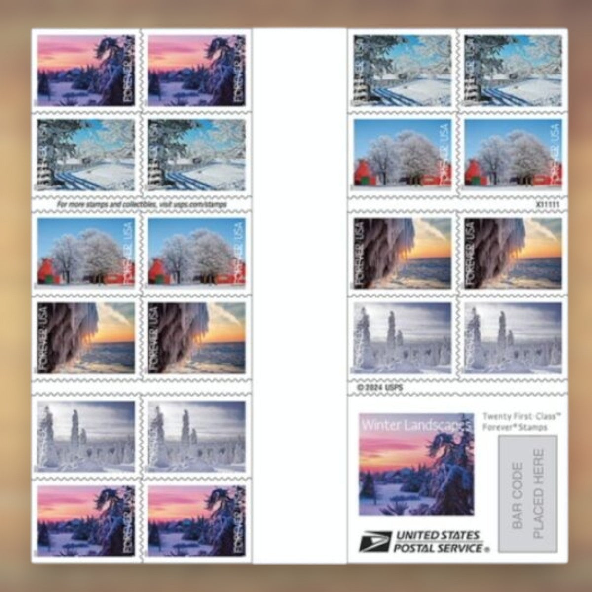 2025 Winter Landscapes Forever Postage Stamps Booklet First-Class