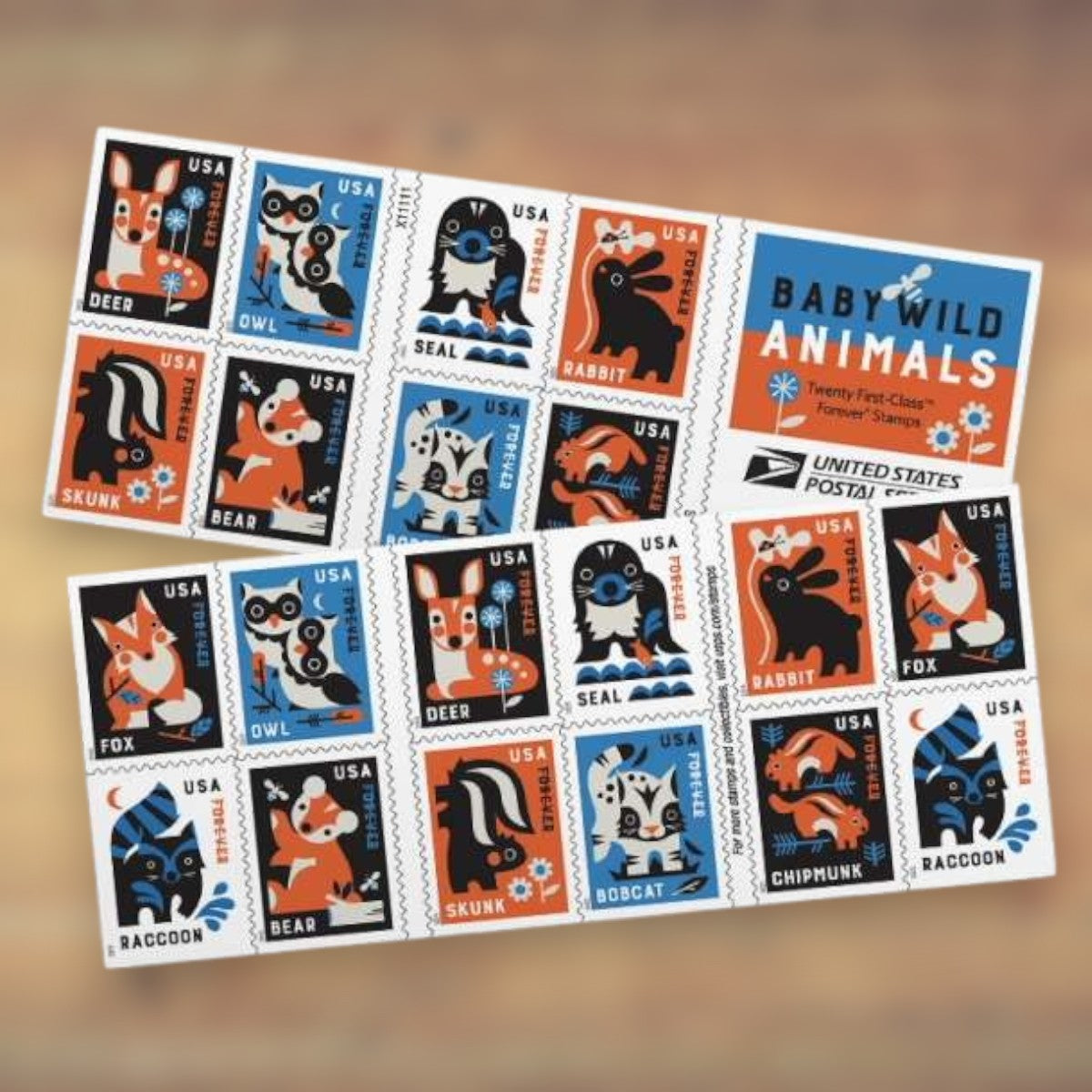 2025 Baby Wild Animals Forever Postage Stamps Booklet First-Class