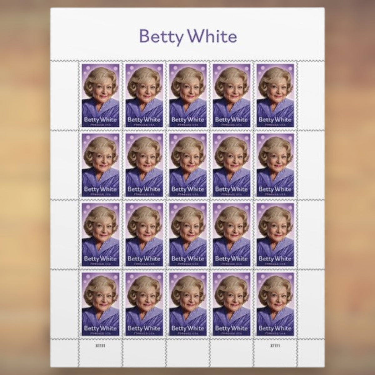2025 Betty White Forever Postage Stamps Sheet First-Class
