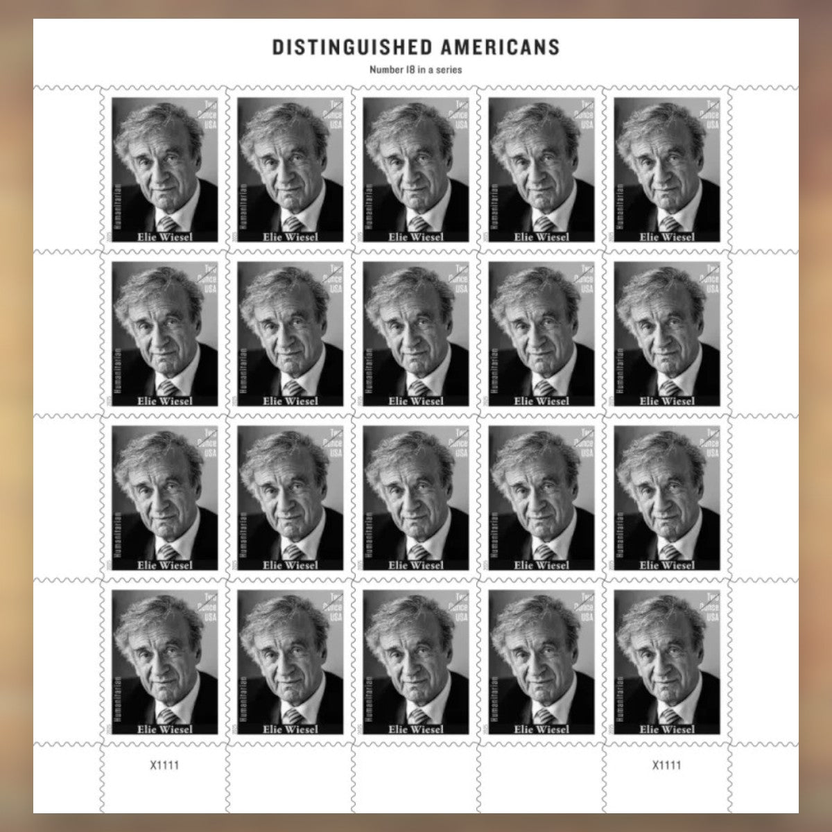 2025 Elie Wiesel Two Ounce Postage Stamps Sheet First-Class Rate