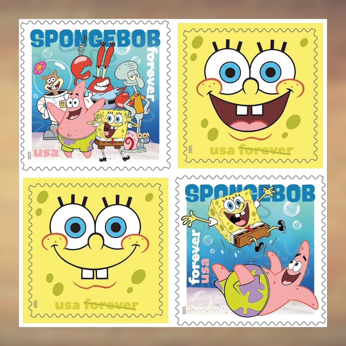 2025 SpongeBob SquarePants Forever Postage Stamps Sheet First-Class