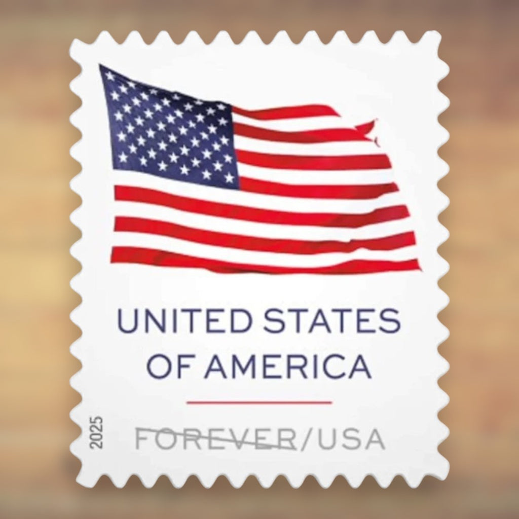 2025 U.S. Flags Forever Stamps – 50/100/250/500 Rolls, 100 Stamps per Roll