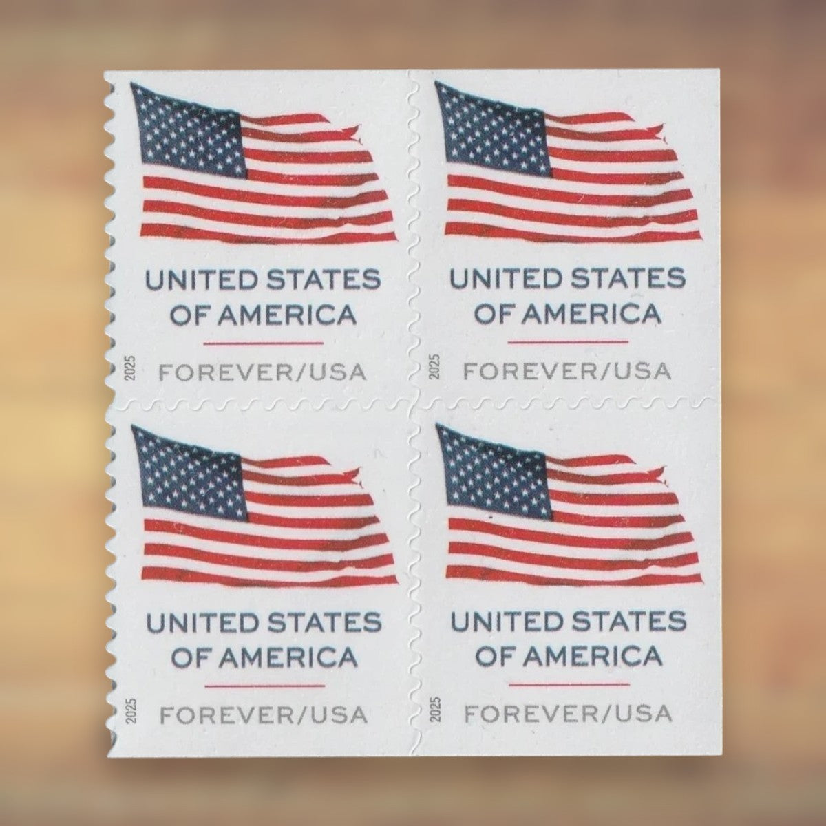 2025 U.S. Flags Forever Stamps – 250/500/1250/2500 Booklets, 100 Stamps per Booklet