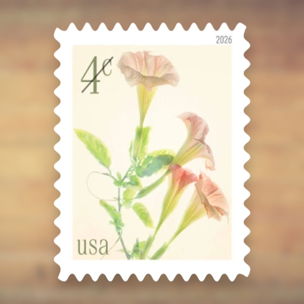 Angel’s Trumpets 4¢ Postage Stamps, 2026 Sheet – Additional Postage for Cards and Letters