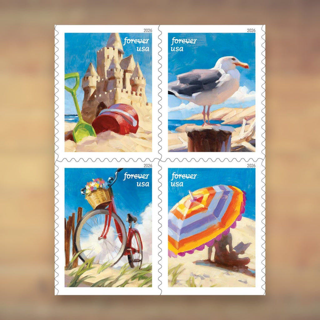A Day at the Beach Forever Stamps, 2026 Booklet – Summer Mail and Greeting Cards