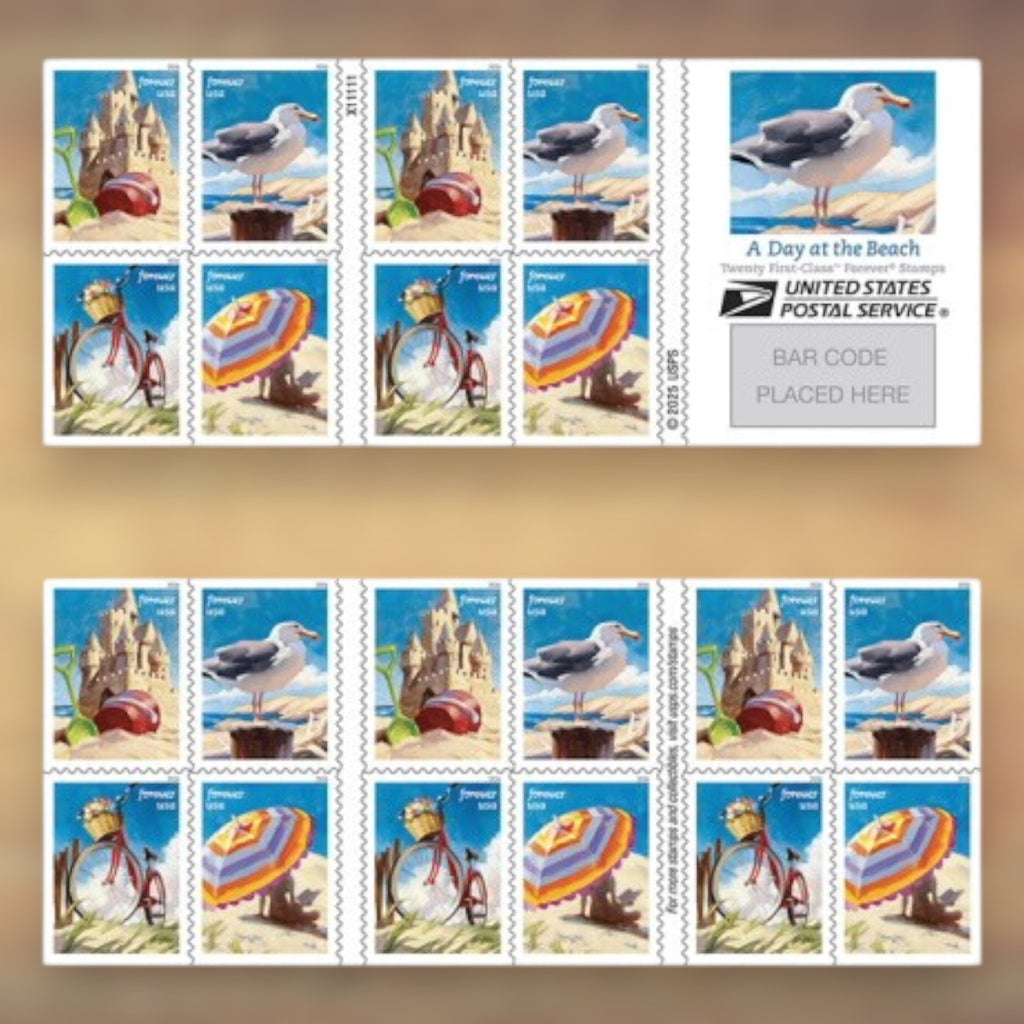 A Day at the Beach Forever Stamps, 2026 Booklet – Summer Mail and Greeting Cards