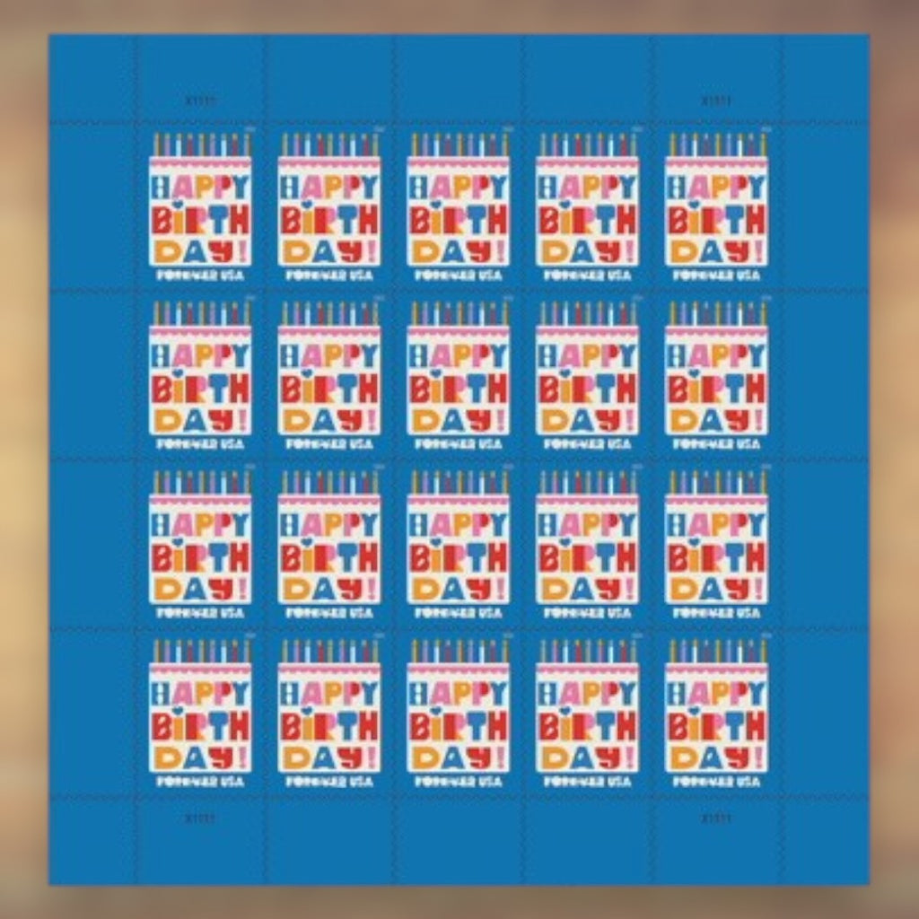 Happy Birthday Forever Stamps, 2026 Sheet – Birthday Cards and Party Invitations