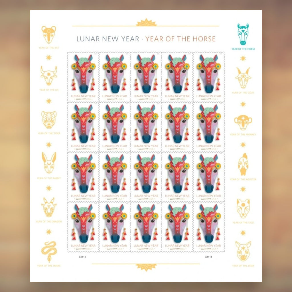 Lunar New Year: Year of the Horse Forever Stamps, 2026 Sheet – Lunar New Year Cards and Greetings
