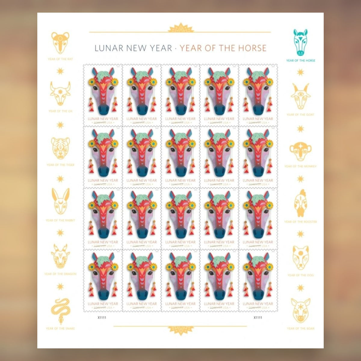 Lunar New Year: Year of the Horse Forever Stamps, 2026 Sheet – Lunar New Year Cards and Greetings
