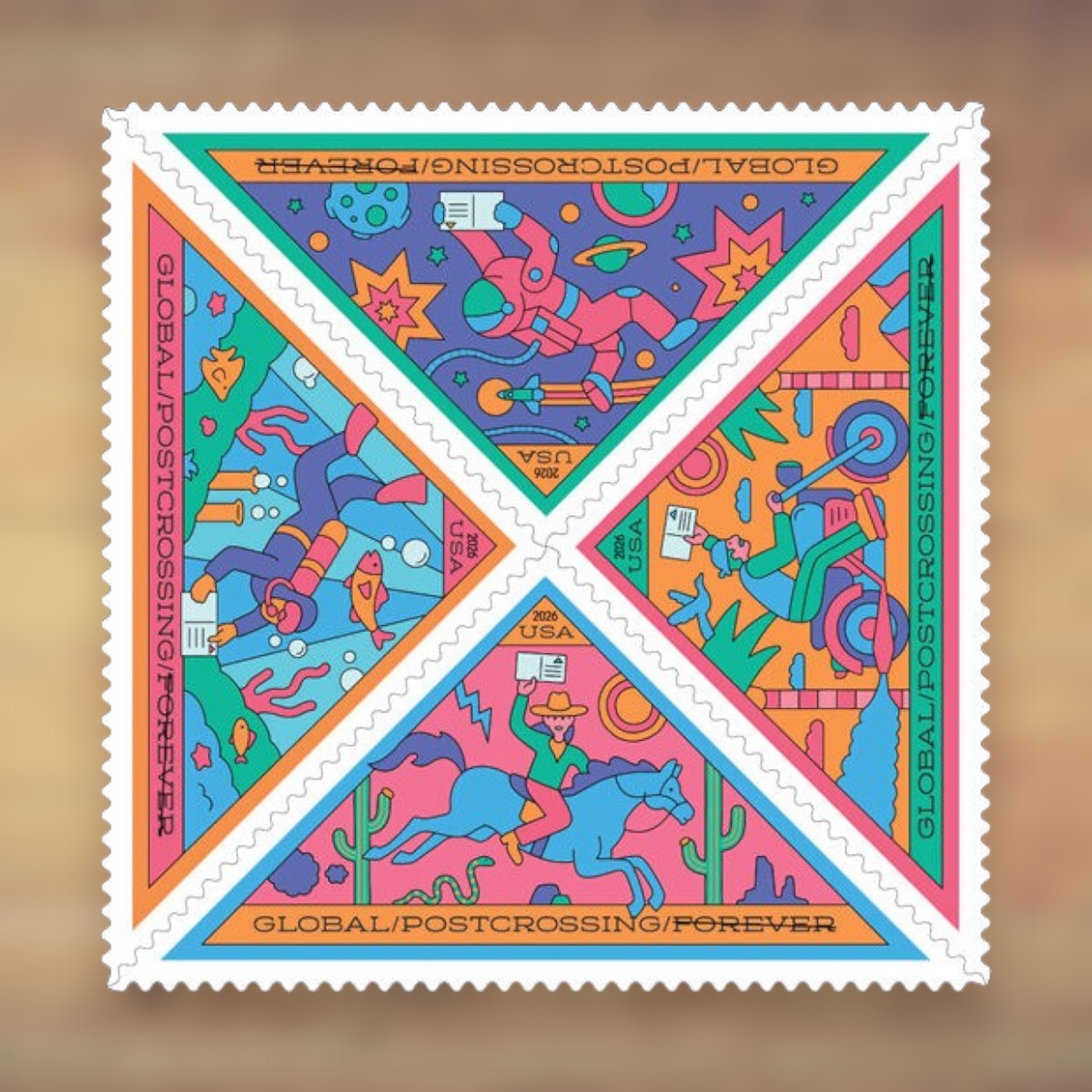 Postcrossing Global Forever Stamps, 2026 Sheet – International Mail