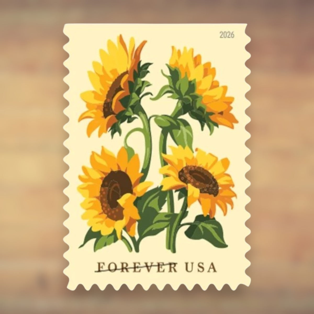 Sunflowers Forever Stamps, 2026 Booklet – Greeting Cards, Thank-You Notes and Letters