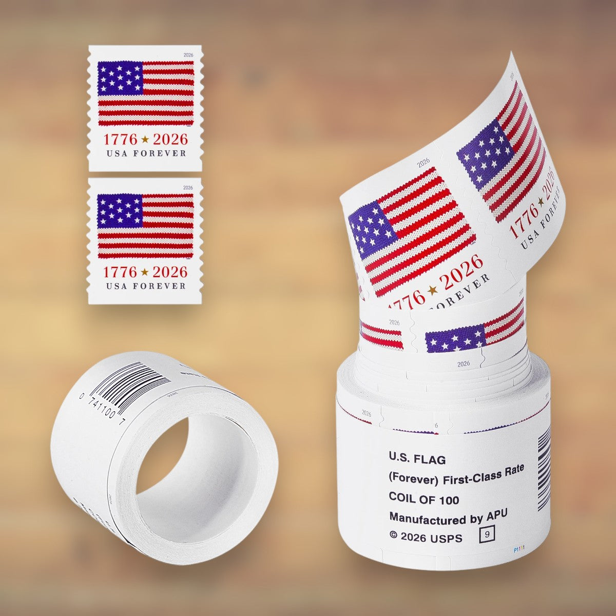 U.S. Flags Forever Stamps, 2026 Coil – Everyday Cards, Letters and Business Mail