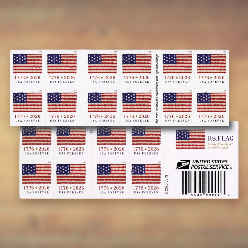 U.S. Flags Forever Stamps, 2026 Booklet – Everyday Cards, Letters and Business Mail
