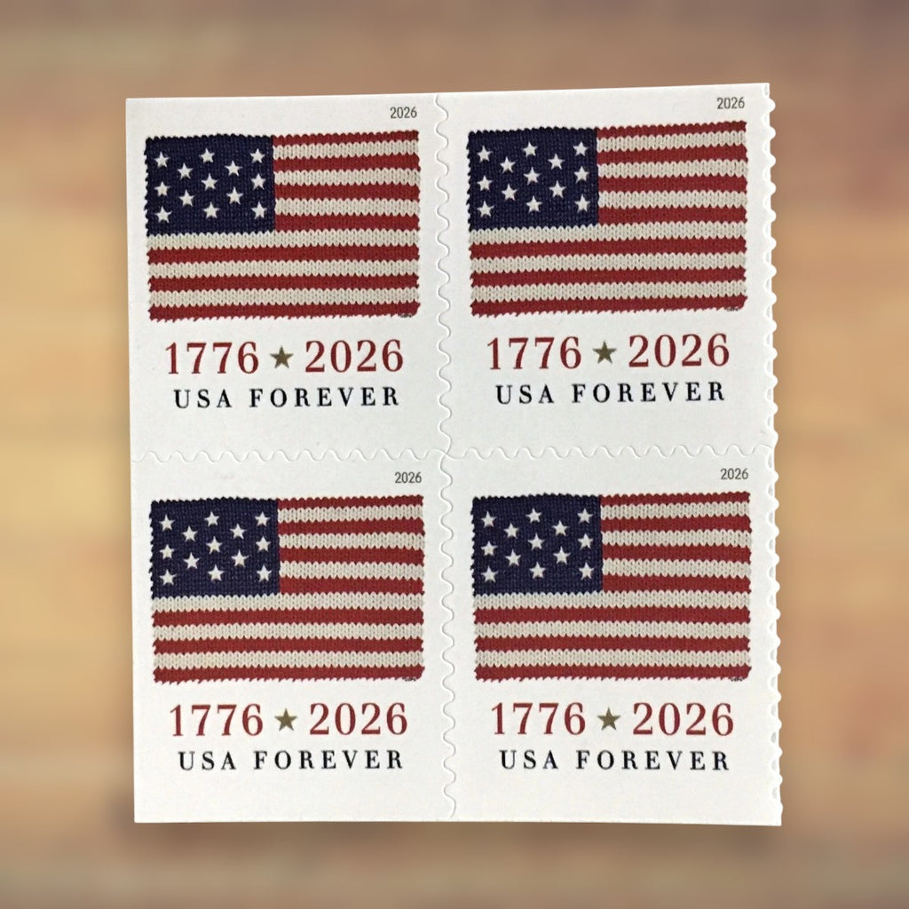 2026 U.S. Flags Forever Stamps – 250/500/1250/2500 Booklets, 100 Stamps per Booklet
