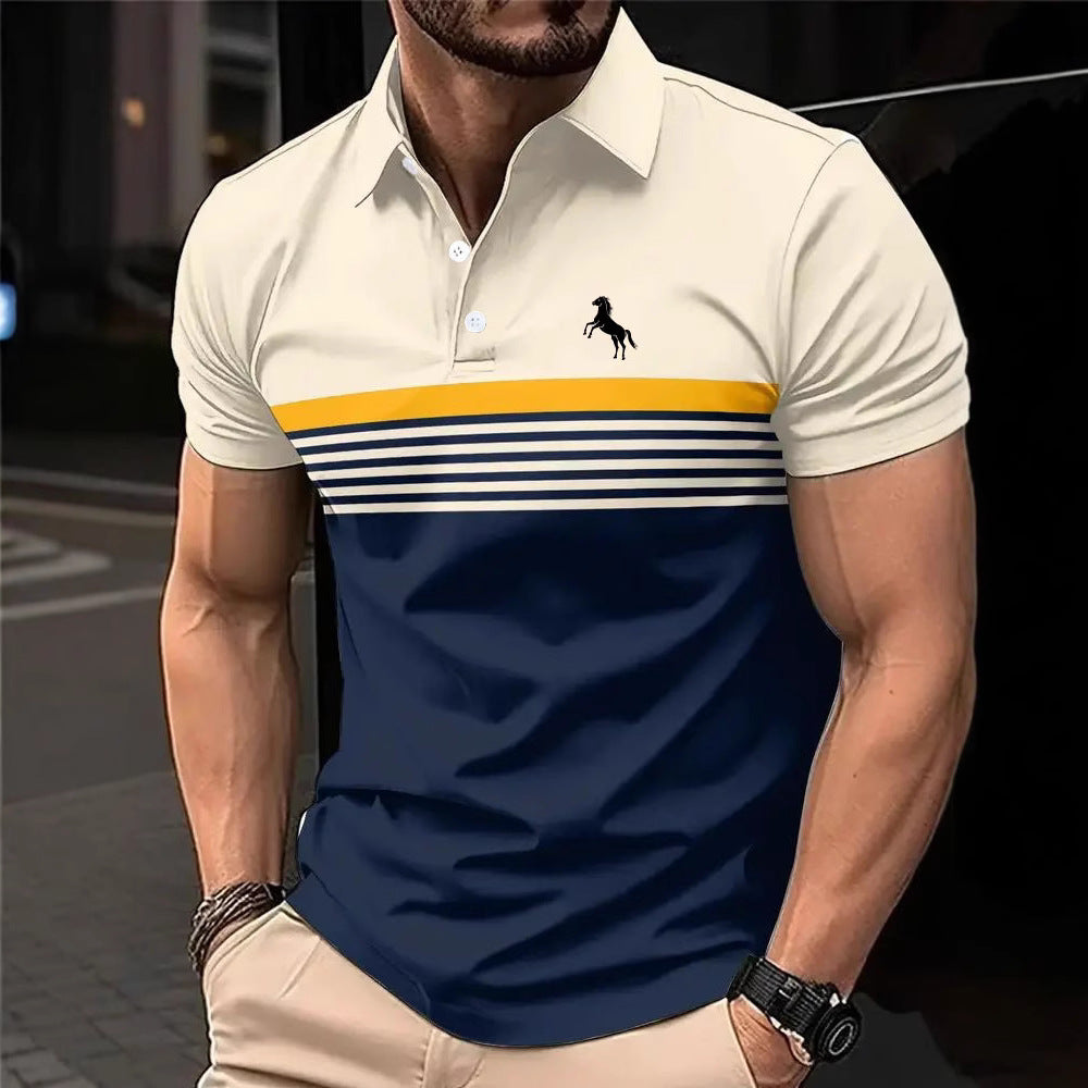 Color Block Sports Collar Casual Polo