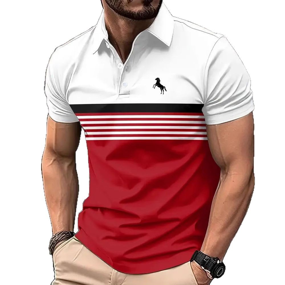 Color Block Sports Collar Casual Polo