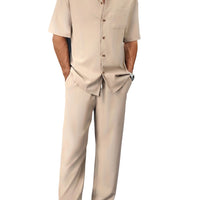 Men's Short Sleeve Shirt & Pants Set | Casual Lapel Two-Piece Trouser Suit