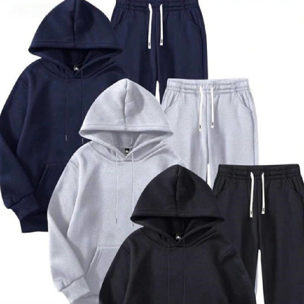 Men's Solid Color Hoodie & Pants Set