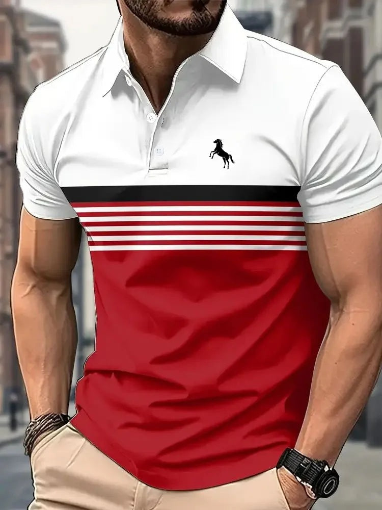 Color Block Sports Collar Casual Polo