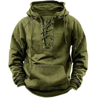 Men's Lace-Up Sports Hoodie  Casual Pocket Sweatshirt