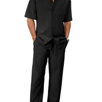 Men's Short Sleeve Shirt & Pants Set | Casual Lapel Two-Piece Trouser Suit