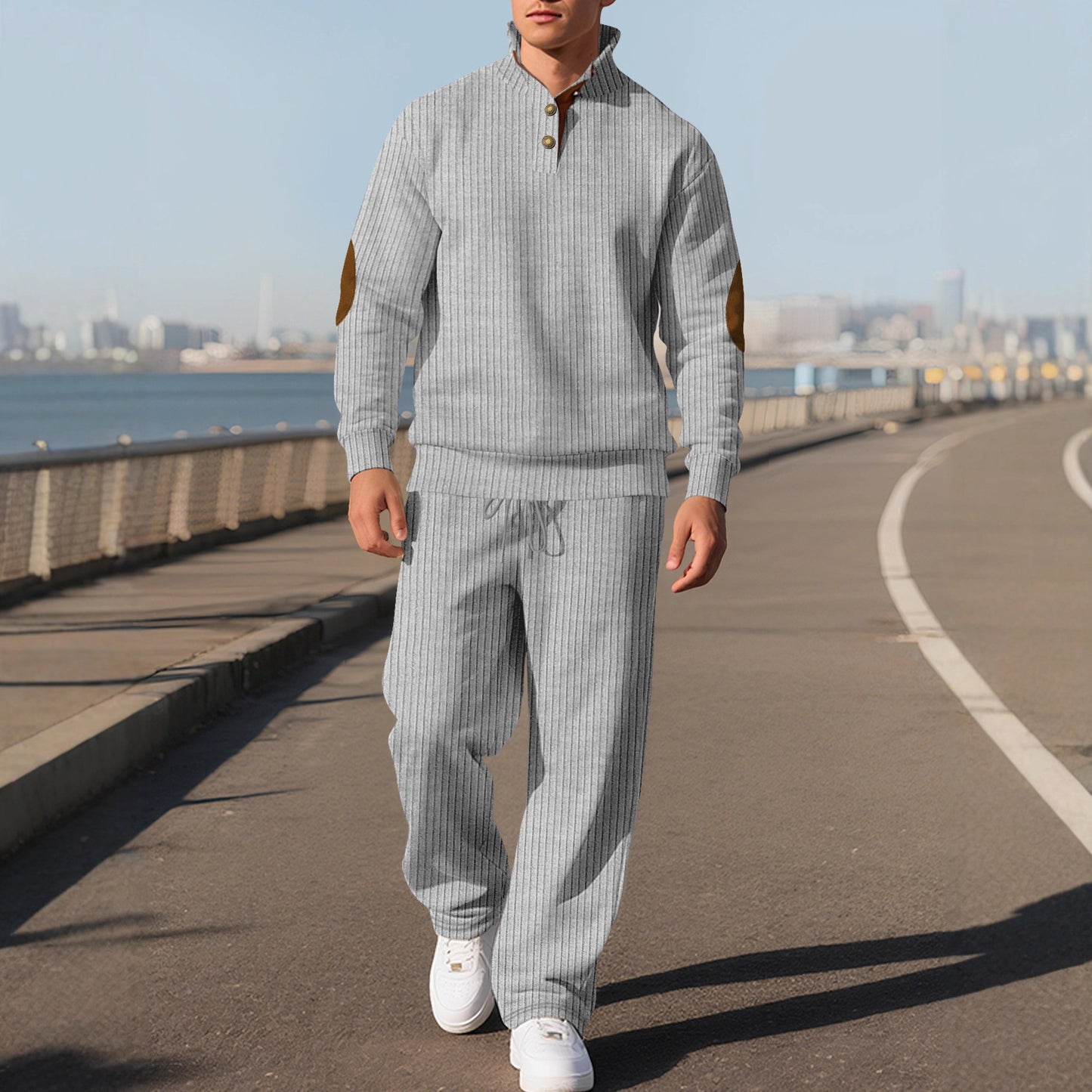 Men's Jacquard Knit Top & Trousers Set