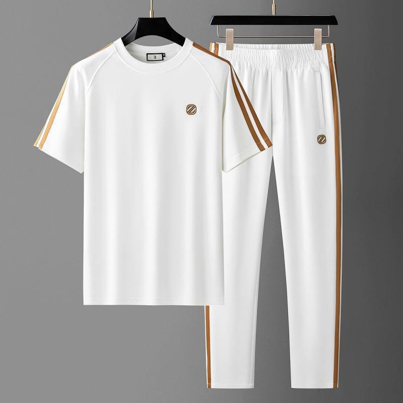 Mens Smooth Short-Sleeve Casual Summer Set