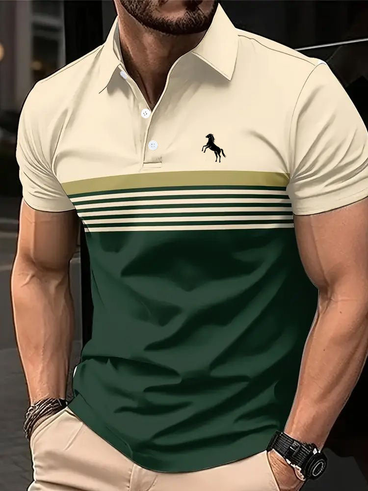 Color Block Sports Collar Casual Polo