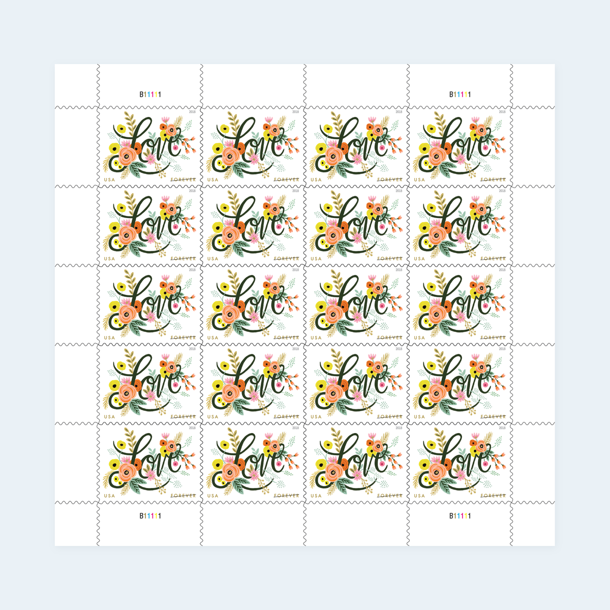 2018 Love Flourishes Forever Stamps: Self-Adhesive Sheets for First-Class Mail, product image 1