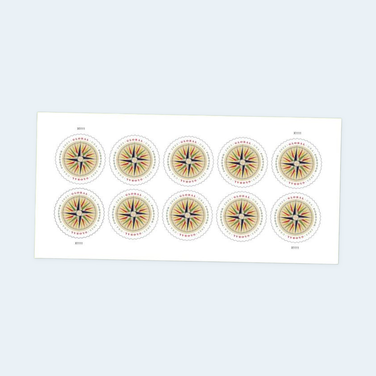 2025 1794 Compass Rose Global Forever Stamps: Self-Adhesive Sheet for International Mail, product image 1