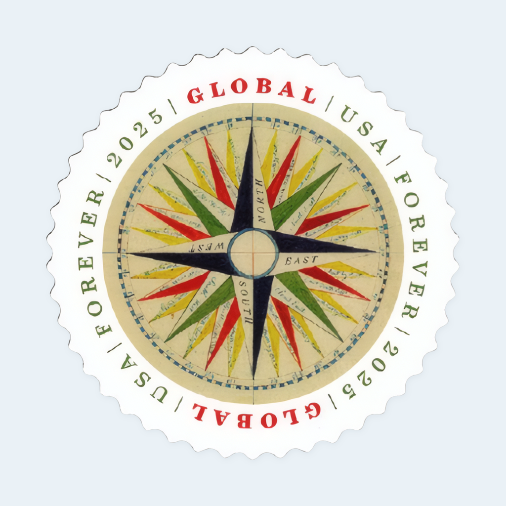 2025 1794 Compass Rose Global Forever Stamps: Self-Adhesive Sheet for International Mail, product image 2